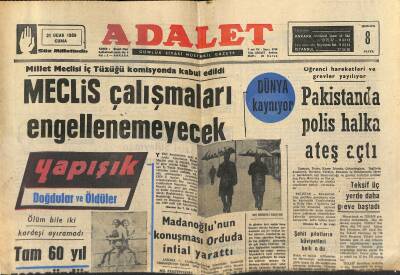 Adalet Gazetesi 31 Ocak 1969 - Selçuk Ural Parise Gidiyor - Pakistanda Polis Halka Ateş Açtı GZ121592 - 1