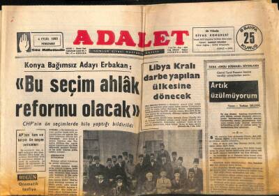 Adalet Gazetesi 4 Eylül 1969 - Giresunda Fındık Üreticisi APye Bağlı - Sivas Kongresinin 50. Yıldönümü GZ98307 - 1