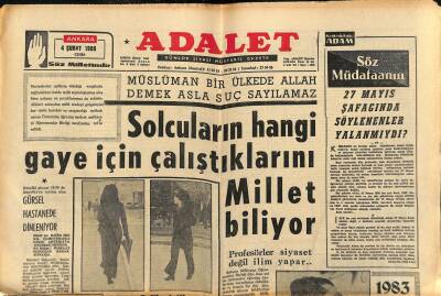 Adalet Gazetesi 4 Şubat 1966 - Çorumlular Suni Gübre Fabrikası İçin Demirele Teşekkür Ediyor - Gürsel Hastanede Dinleniyor GZ121542 - 1
