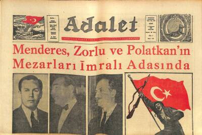 Adalet Gazetesi 4 Temmuz 1966 - Menderes,Zorlu Ve Polatkanın Mezarları İmralı Adasında GZ105022 - 1
