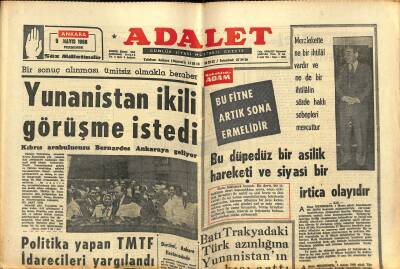 Adalet Gazetesi 5 Mayıs 1966 - Güreş Şampiyonası Başlıyor - Yunanistan İkili Görüşme İstedi GZ121572 - 1