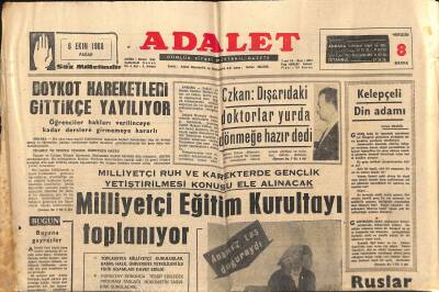 Adalet Gazetesi 6 Ekim 1968 - Deniz Gökçer Gelinliği İle Baba Gökçeri Hasta Yatağında Ziyaret Etti GZ121661 - 1