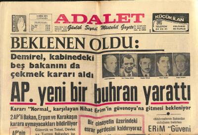 Adalet Gazetesi 6 Ekim 1971 - Akdeniz Oyunları Bugün Başlıyor - A.P. Yeni Bir Buhran Yarattı GZ121591 - 1