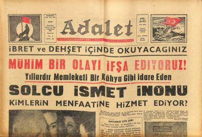 Adalet Gazetesi 7 Haziran 1965 - İsmet İnönü , Çetin Altan GZ109251 - 1