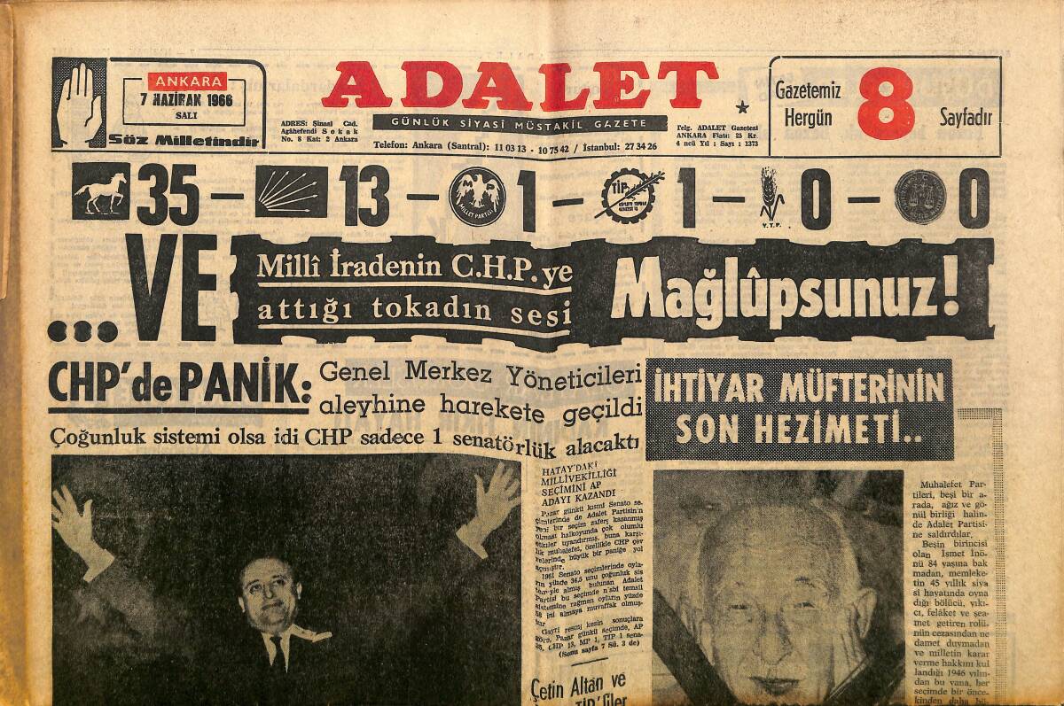 Adalet Gazetesi 7 Haziran 1966 - Demirel , 14 Tesisi Açmak Ve Temel Atmak İçin Bugün Geziye Çıkıyor GZ160455 - 1