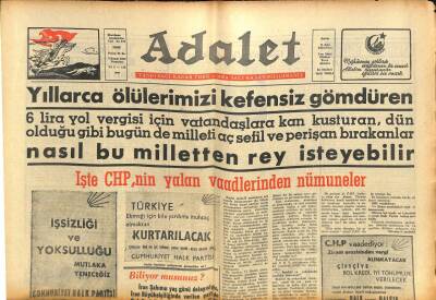 Adalet Gazetesi 7 Kasım 1963 - CHP Mahalli Seçimlerde Vatandaşlardan , İkinci Bir Şamar Daha Yiyecektir GZ105040 - 1
