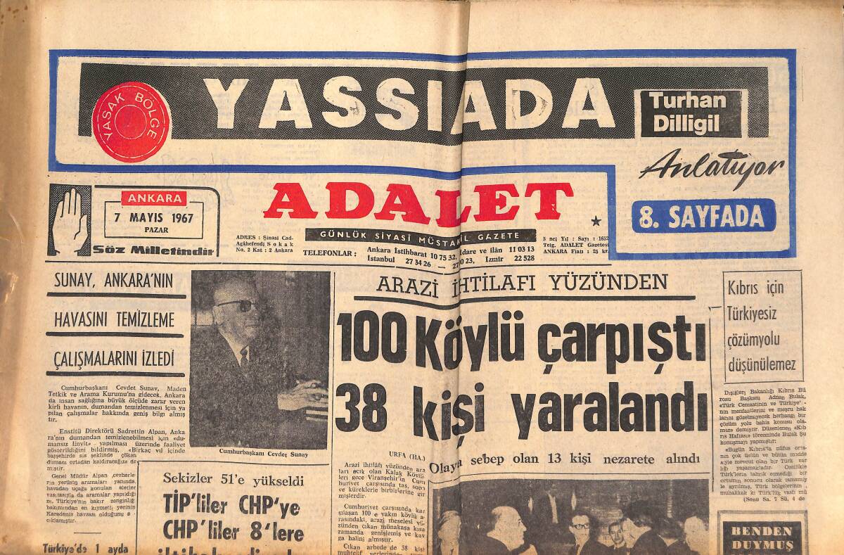 Adalet Gazetesi 7 Mayıs 1967 - Yargıtay Başkanını Kim Yargılayabilir? - Alman Kadınları Mini Eteğe ı-ıh Dedi! GZ139478 - 1