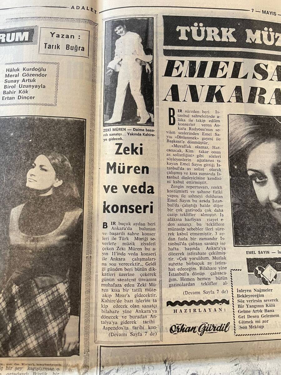 Adalet Gazetesi 7 Mayıs 1969 - Yargıtay Anayasayı Çiğniyor - Galatasaray Bir Korku Çemberinde - Zeki Müren Ve Veda Konseri GZ138587 - 2