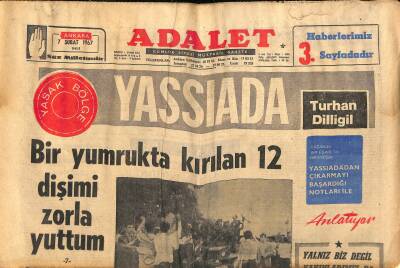 Adalet Gazetesi 7 Şubat 1967 - Bir Yumrukta Kırılan 12 Dişimi Zorla Yuttum - Prens Charles Marilyn Willes Tarafından Baştan Çıkartıldı GZ121738 - 1