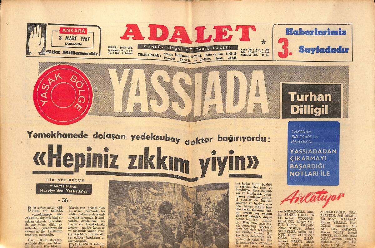 Adalet Gazetesi 8 Mart 1967 - Prof. Banguoğlu'nun Türk Dili Savunması - Fenerbahçe Altınordu Karşısında - Basketbol Türkiye Kupası Başlıyor GZ138595 - 1