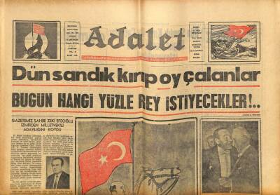 Adalet Gazetesi 9 Ağustos 1965 - İnönü Ve Menderesin Büyük Hamlesi GZ109254 - 1