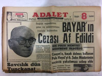 Adalet Gazetesi 9 Temmuz 1966 - Bayarın Cezası Af Edildi GZ73059 - 1