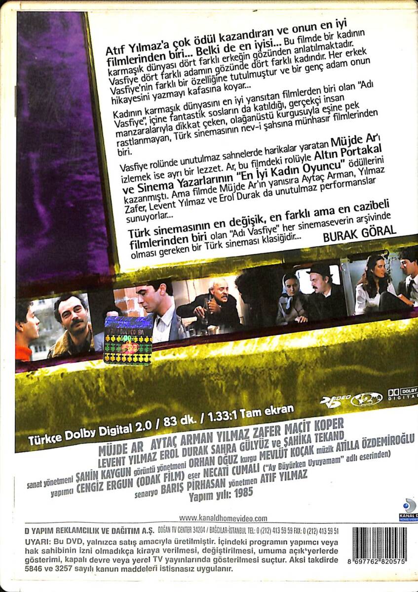 Adı Vasfiye – Orijinal DVD (İkinci El) * Müjde Ar, Aytaç Arman, Yılmaz Zafer, Macit Koper, Levent Yılmaz – 1985 * DVD2954 - 2
