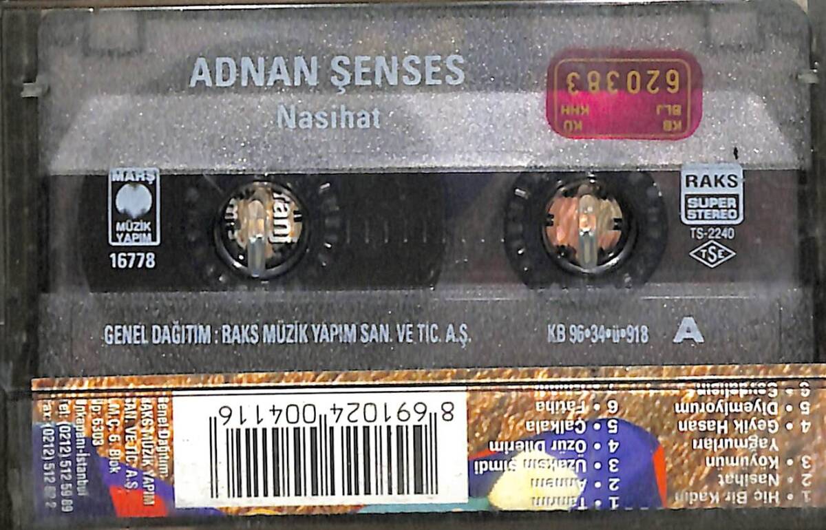  Adnan Şenses – Nasihat Orijinal Kaset (İkinci El) * Marş Müzik - Kırmızı Bandrol - 1996 * KST30176 - 2