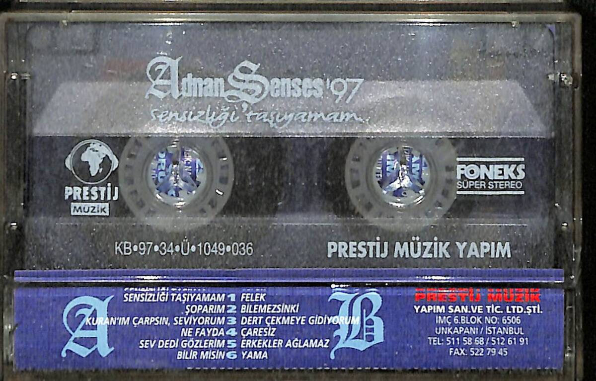 Adnan Şenses – Sensizliği Taşıyamam – Orijinal Kaset (İkinci El) * Prestij Müzik - 1997 * KST31215 - 2