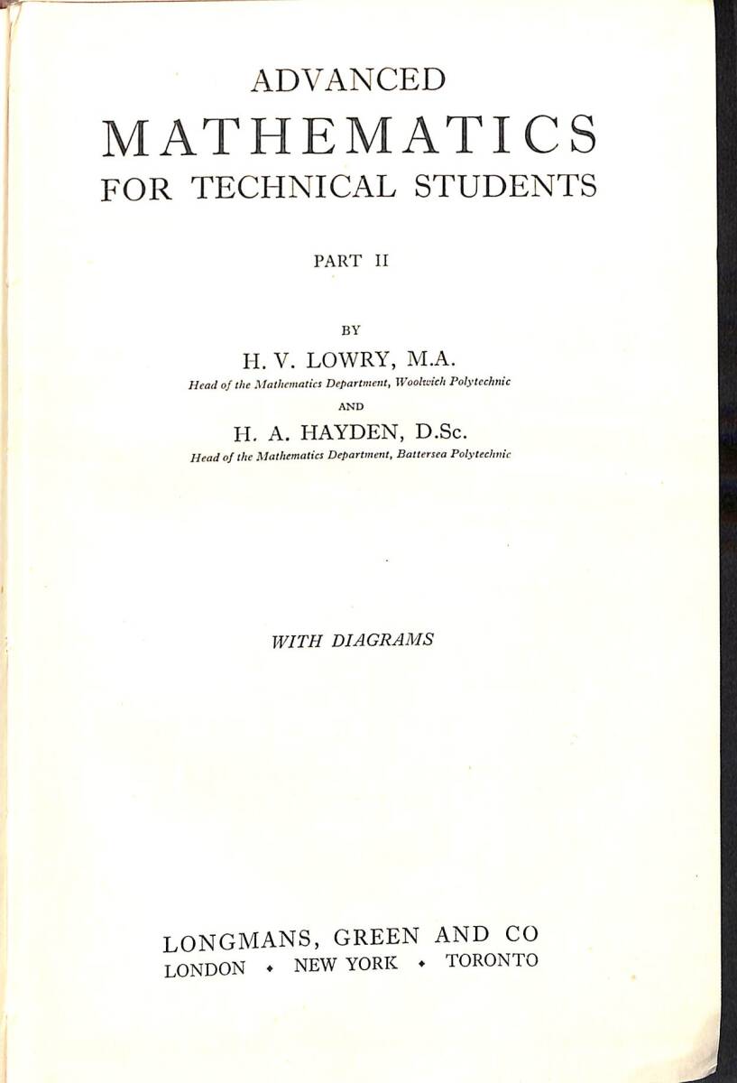 Advanced Mathematics for Technical Students NDR94031 - 1