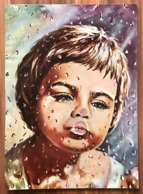 Ağlayan Çocuk Büyük Boy Kartpostal KRT7584 - 1