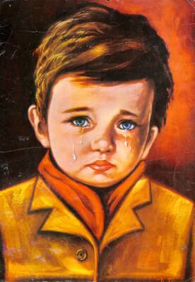 Ağlayan Çocuk Eski Büyük Boy Kartpostal (23x33 cm) KRT12611 - 1