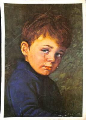 Ağlayan Çocuk Eski Büyük Boy Kartpostal (24x34 cm) KRT12574 - 1