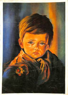 Ağlayan Çocuk Eski Büyük Boy Kartpostal (25x35 cm) KRT12616 - 1