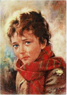 Ağlayan Çocuk Temalı Büyük Boy Kartpostal KRT5743 - 1
