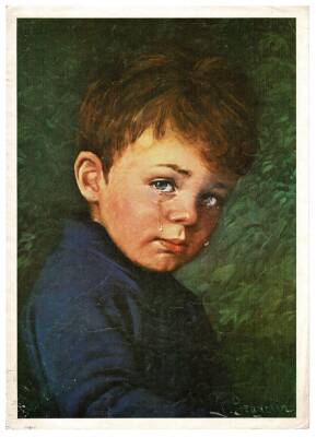 Ağlayan Çocuk Temalı Kartpostal Büyük Boy KRT5677 - 1
