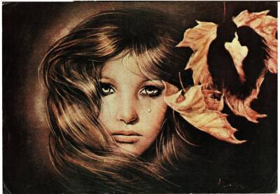 Ağlayan Kadın Temalı Kartpostal Büyük Boy KRT5618 - 1