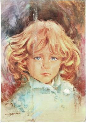 Ağlayan Küçük kız Temalı Kartpostal Büyük Boy KRT5629 - 1