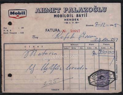 Ahmet Palazoğlu Mobiloil Hendek Bayii Fatura EFM546 - 1