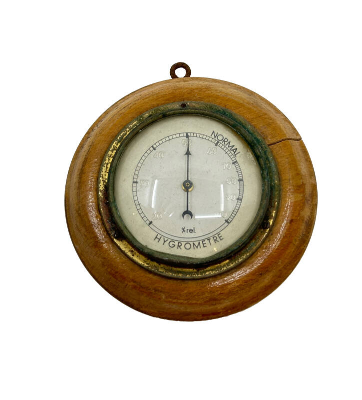 Eski Ahşap Duvar Tipi Hygrometre – 11 cm Nem Ölçer | Analog Dekoratif AOB3974 - 1