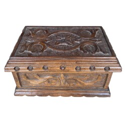 El İşçiliği Ahşap Oyma Sandık – Antika Çeyiz Sandığı AOB2716 - Gökçekoleksiyon