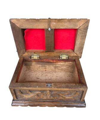 El İşçiliği Ahşap Oyma Sandık – Antika Çeyiz Sandığı AOB2716 - 3
