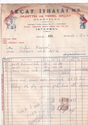 AKÇAY İTHALAT KOL.ŞT.MUHİTTİN VE TEMEL AKÇAY.MERKEZ ERZURUM-ŞUBE İSTANBUL.1955 YILI PETROMAX LÜKS FATURASI - Gökçekoleksiyon