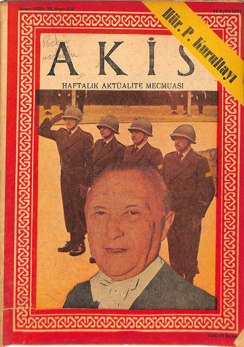 Akis Haftalık Aktüalite Dergisi 14 Eylül 1957 Sayı : 175 - Kapak : Dr. Adenauer NDR90920 - 1