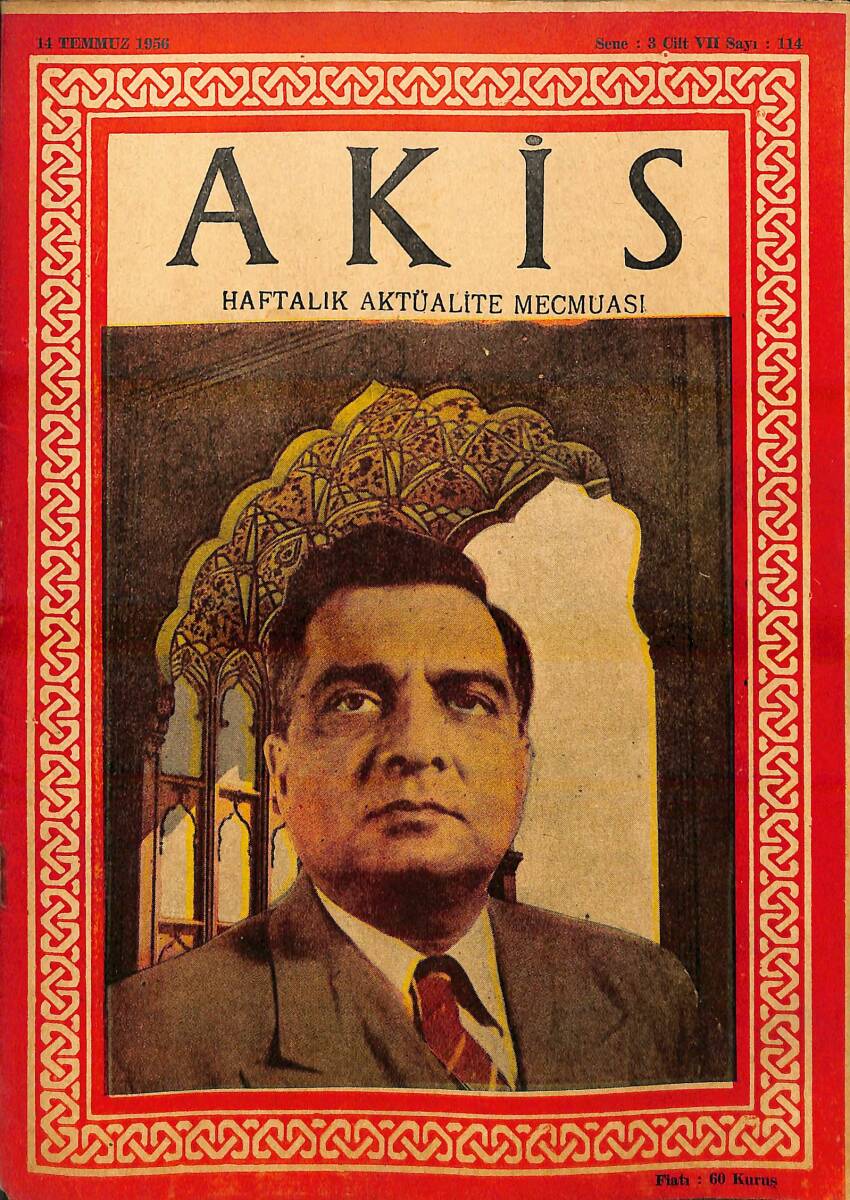 Akis Haftalık Aktüalite Dergisi 14 Temmuz 1956 Sayı : 114 - Kapak : İskender Mirza NDR94205 - 1