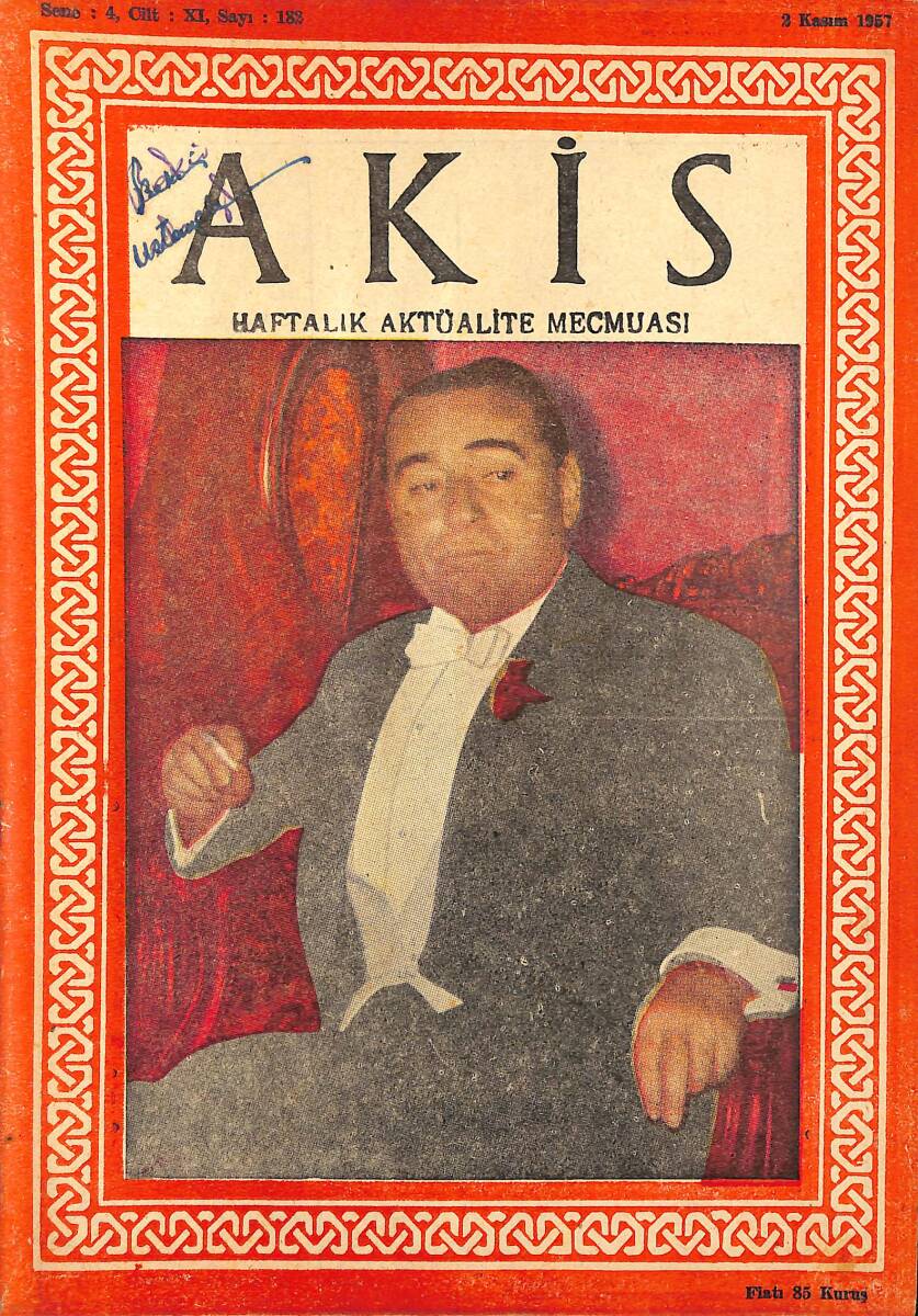 Akis Haftalık Aktüalite Dergisi 2 Kasım 1957 Sayı : 182 - Kapak : Adnan Menderes NDR90946 - 1