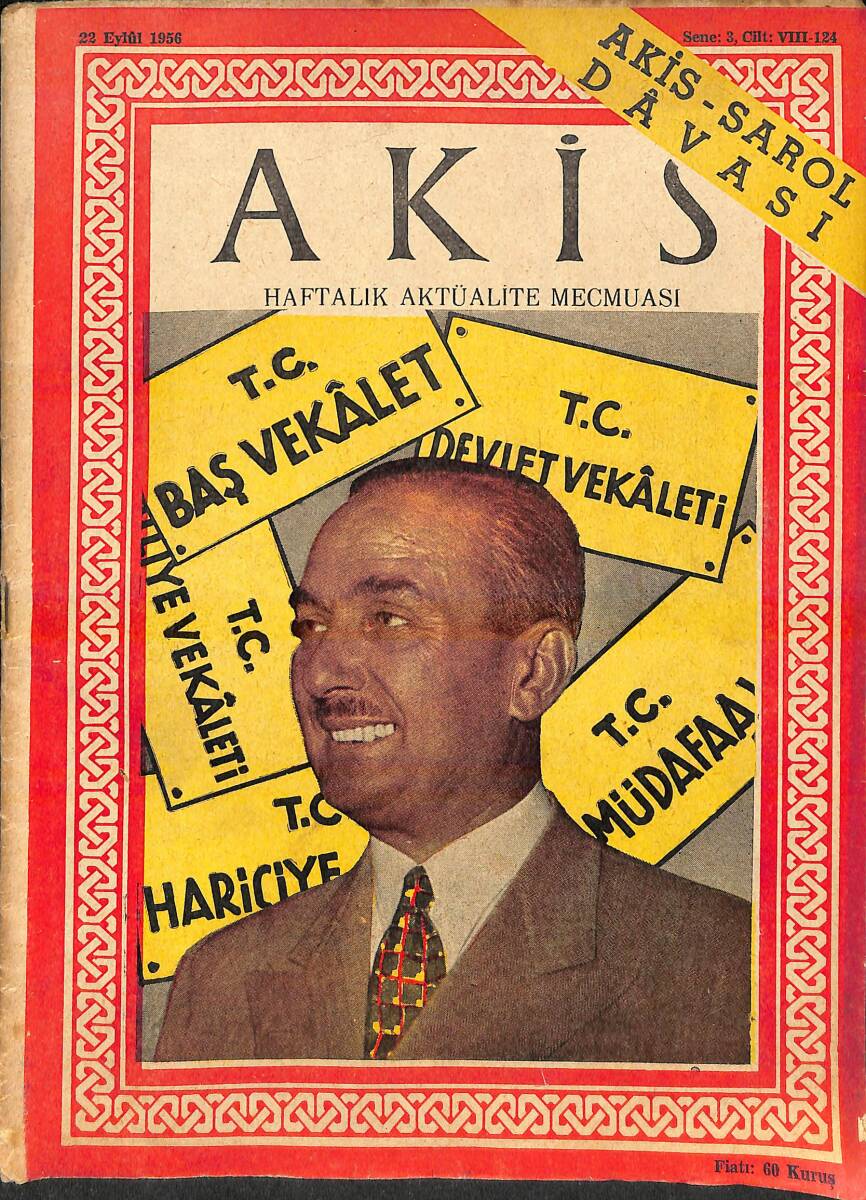 Akis Haftalık Aktüalite Dergisi 22 Eylül 1956 - KAPAK:ETHEM MENDERES, MARIA SCHELL, MAGNANI, BEŞİTAŞ-VEFA MAÇI (FOTOLU) NDR94236 - 1
