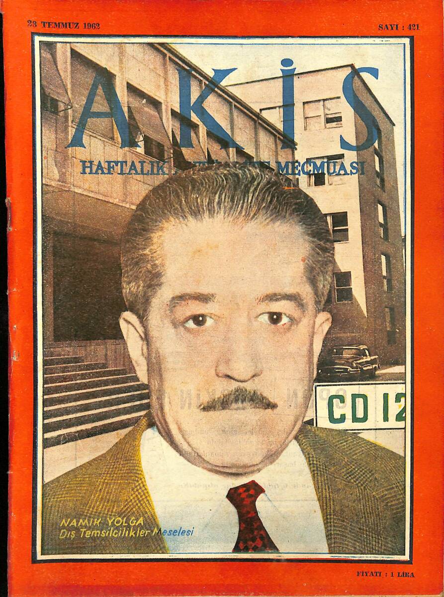 Akis Haftalık Aktüalite Dergisi 23 Temmuz 1962 Sayı : 421 - Kapak : Namık Yolga NDR90715 - 1