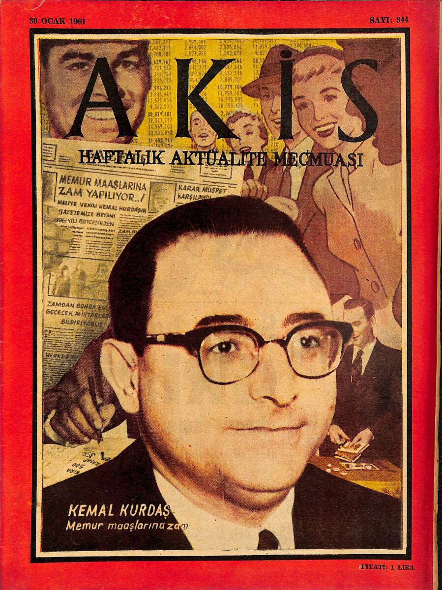 Akis Haftalık Aktüalite Dergisi 30 Ocak 1961 Sayı : 344 - Kapak : Kemâl Kurdaş NDR90860 - 1