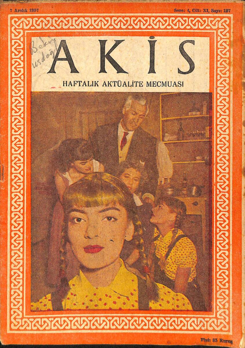 Akis Haftalık Aktüalite Dergisi 7 Aralık 1957 Sayı: 187 - Kapak Gülgun Kutlu - Cemil Sait Traş Oluyor NDR91680 - 1