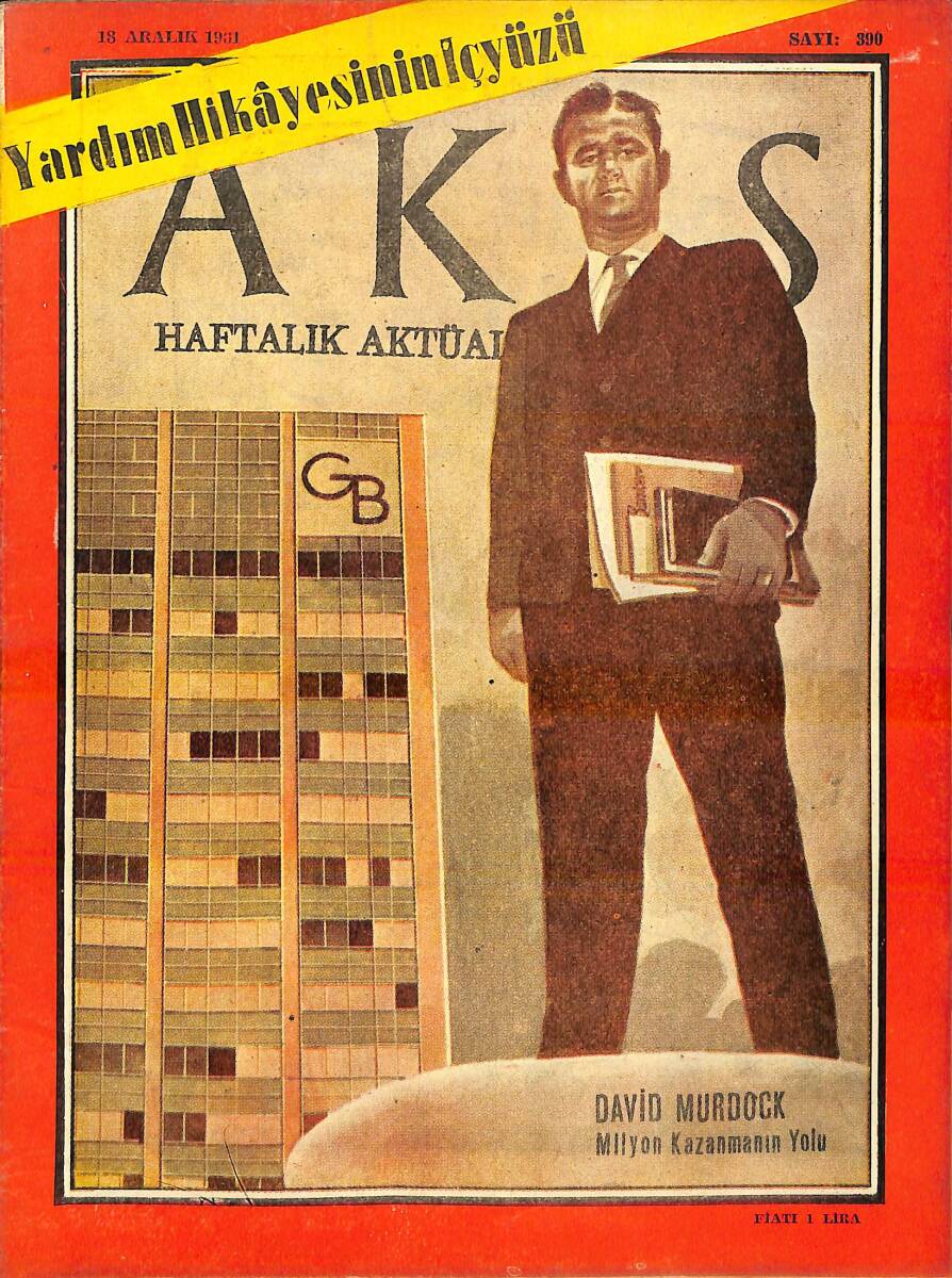 Akis Haftalık Aktüalite Dergisi Sayı 390 / 18 Aralık 1961 - Kapak David Murdock, Ferit Melen, Mehmet Baydur NDR94220 - 1