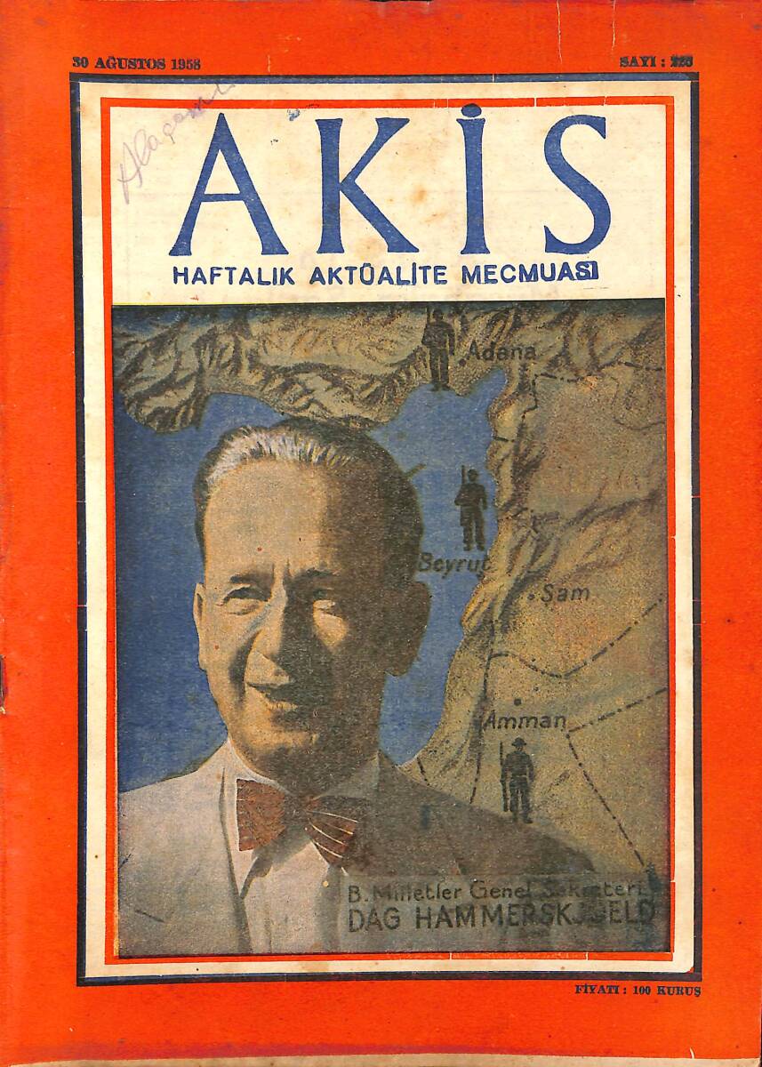 Akis Haftalık Aktüalite Mecmuası 30 Ağustos 1958 Sayı 220 - İsmail Rüştü Aksal Amma Çetin Cevizmiş - Samet Ağaoğlu Kazdığı Kuyuya Düştü NDR91963 - 1