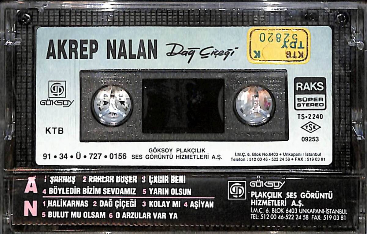 Akrep Nalan – Dağ Çiçeği Orijinal Kaset (ikinci El) * Kâğıt Baskı - Sarı Bandrol * KST31150 - 2