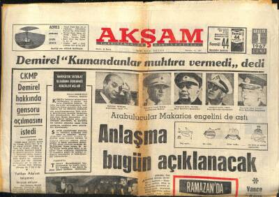 Akşam Gazetesi 1 Aralık 1967 - Brigitte Bardot Kuşadasına Gelmeyi Kabul Etti - Arabulucular Makarios Engelini de Aştı GZ121186 - 1