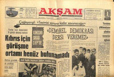 Akşam Gazetesi - 1 Ekim 1966 - Kıbrıs İçin Görüşme Ortamı Henüz Bulunamadı GZ99835 - 1