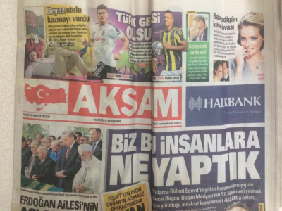 Akşam Gazetesi 1 Ekim 2015 - Erdoğan Ailesinin Acı Günü GZ27743 - 1