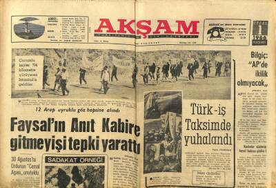 Akşam Gazetesi 1 Eylül 1966 - Faysalın Anıt Kabire Gitmeyişi Tepki Yarattı GZ97737 - 1