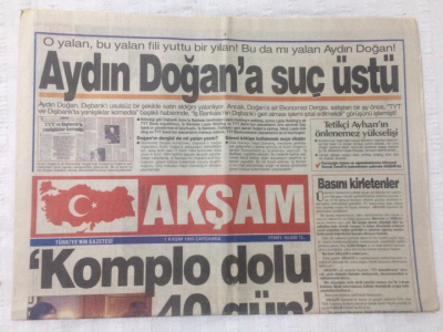 Akşam Gazetesi 1 Kasım 1995 - Aydın Doğana Suç Üstü - GZ17506 - 2