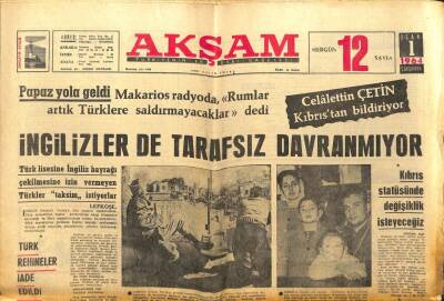 Akşam Gazetesi - 1 Ocak 1964 - Makarios Rumlar Artık Türklere Saldırmayacak Dedi GZ99744 - 1