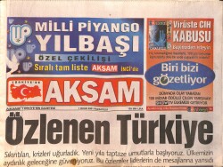 Akşam Gazetesi 1 Ocak 2001 - Trabzonspor'da Mehmet Ali Yılmaz Dönemi Sona Erdi - Orhan Gencebay 30 Yıl Aradan Son Bir Halk Konseri Verecek GZ158307 - Gökçekoleksiyon